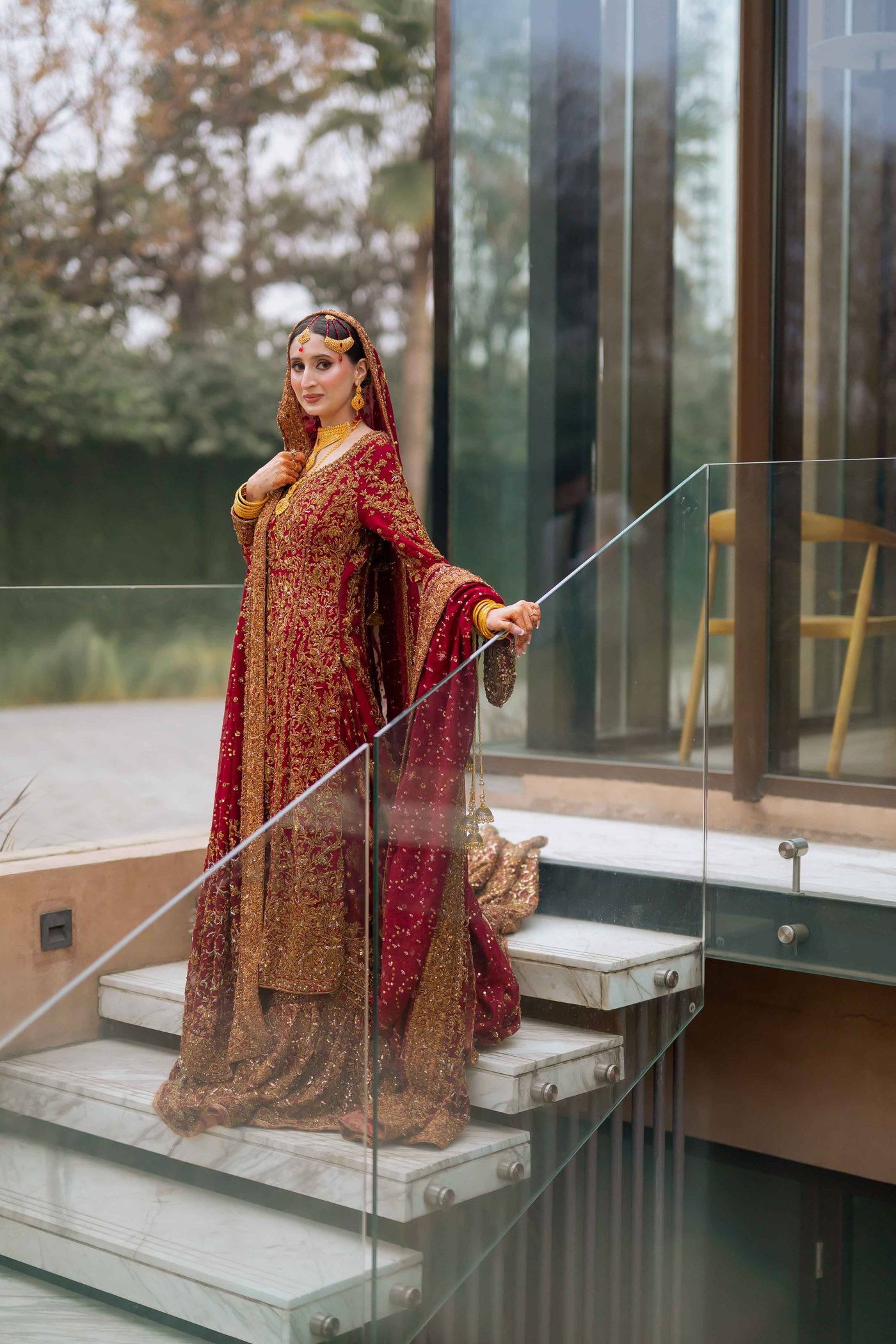 Bridal portrait, modern architecture