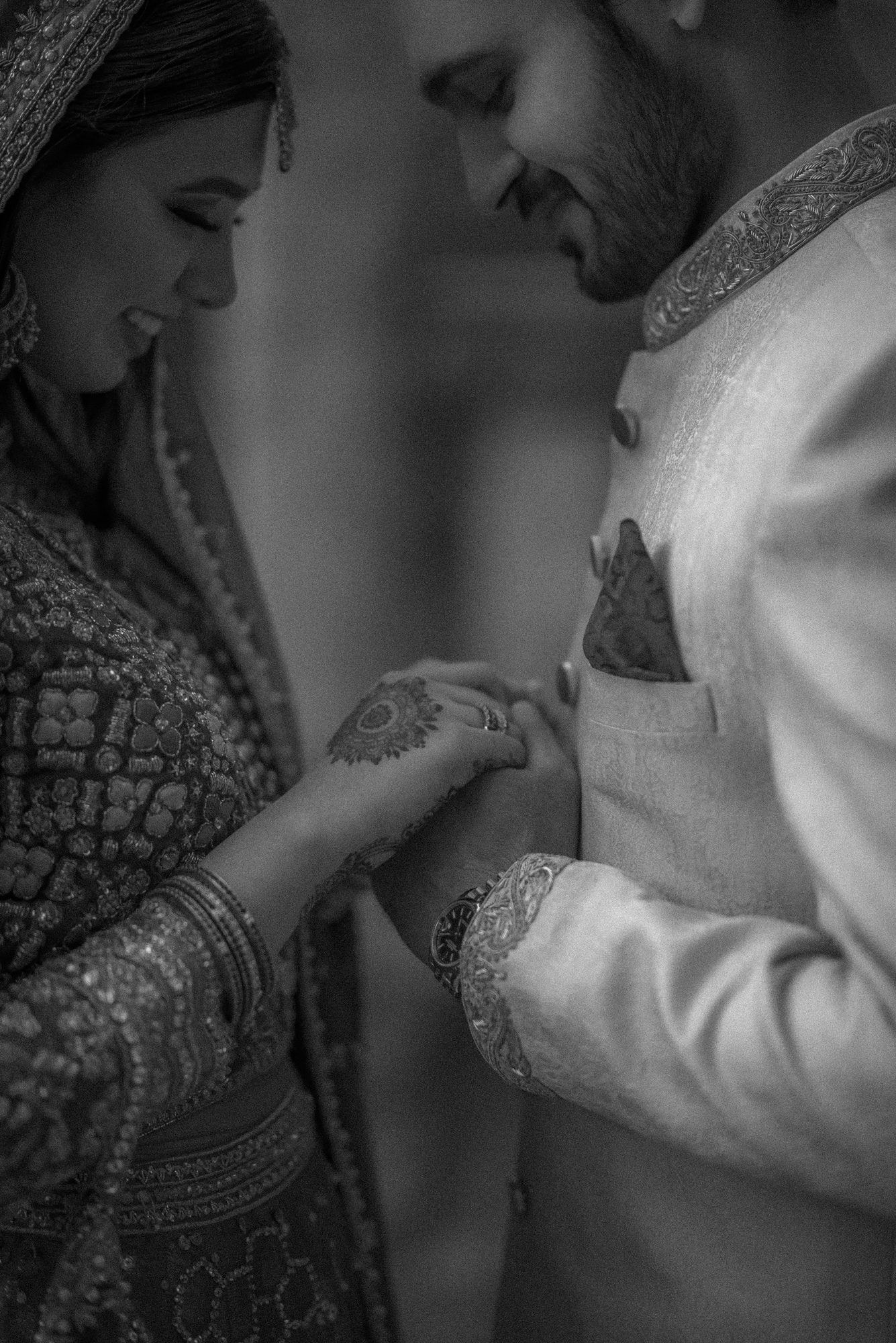 A couple in an intimate wedding moment