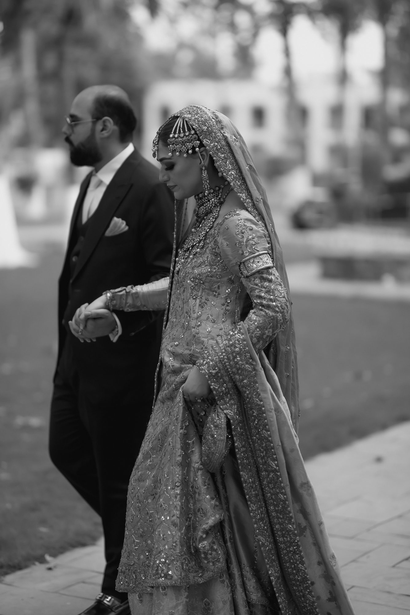 Couple walking outdoors